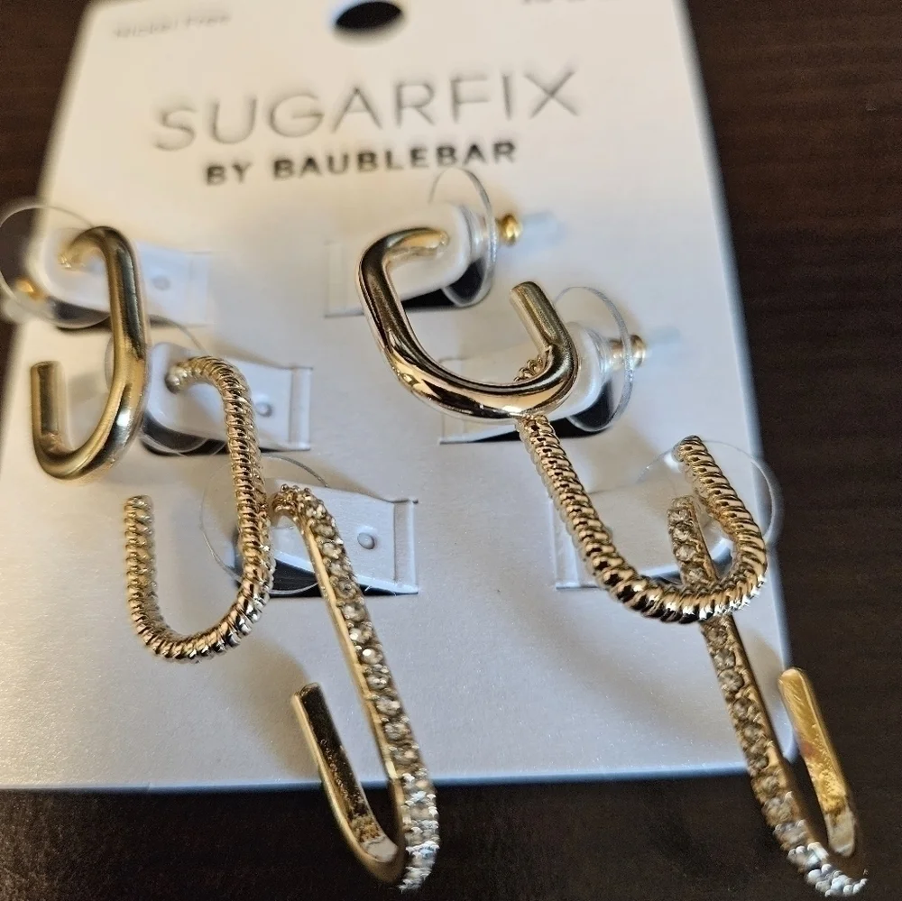 THE SUGARFIX by BaubleBar Gold Huggie Hoop Earring Set - Picture 2 of 2